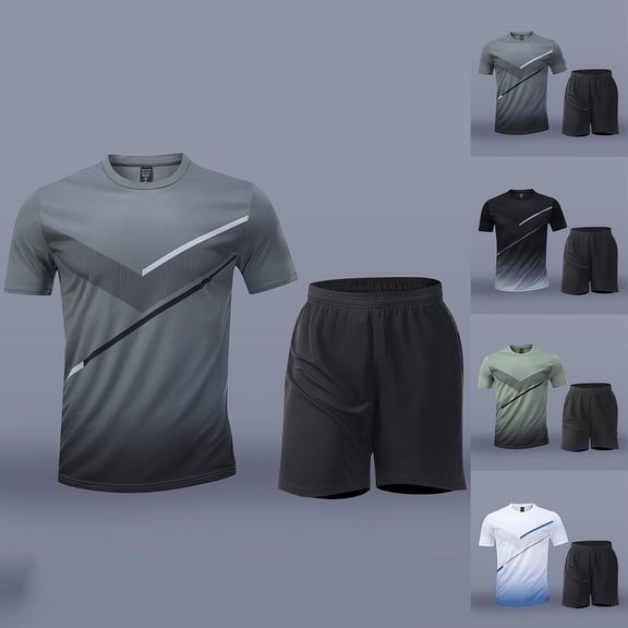 Men's Shirt and Shorts Gym Set 2 Piece Outfits Fashion Summer Tracksuits Casual Sportwear Set Big and Tall Size M-5XL White