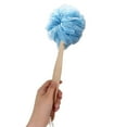 thumbnail image 3 of Hovilon Loofah Back Scrubber for Shower,Wooden Long Handle Bath Sponge Lufa Shower Brush,Soft Nylon Mesh Back Cleaner Washer,Women & Men Exfoliating Luffa Pouf for Body,Blue, 3 of 5
