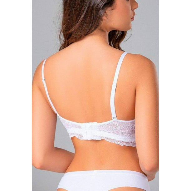 Brassier Bustier Media Copa Microfibra Encaje (021507) blanco 38