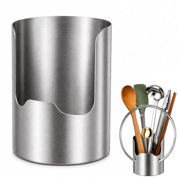 Stainless Steel Utensil Holder Kitchen Pot Lid Spoon Organizer,Multi-functional Kitchen Utensil Holder Thickened 304 Stainless Steel, Space-Saving Vertical Stand for Spatulas, Ladles