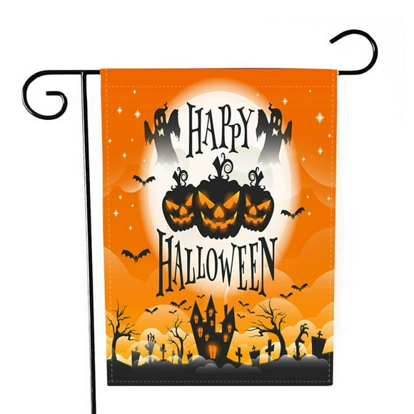 pitrice Halloween Garden Flag Double-Sided Pumpkin Ghost Face Decorative Yard Flag for Home, BT02