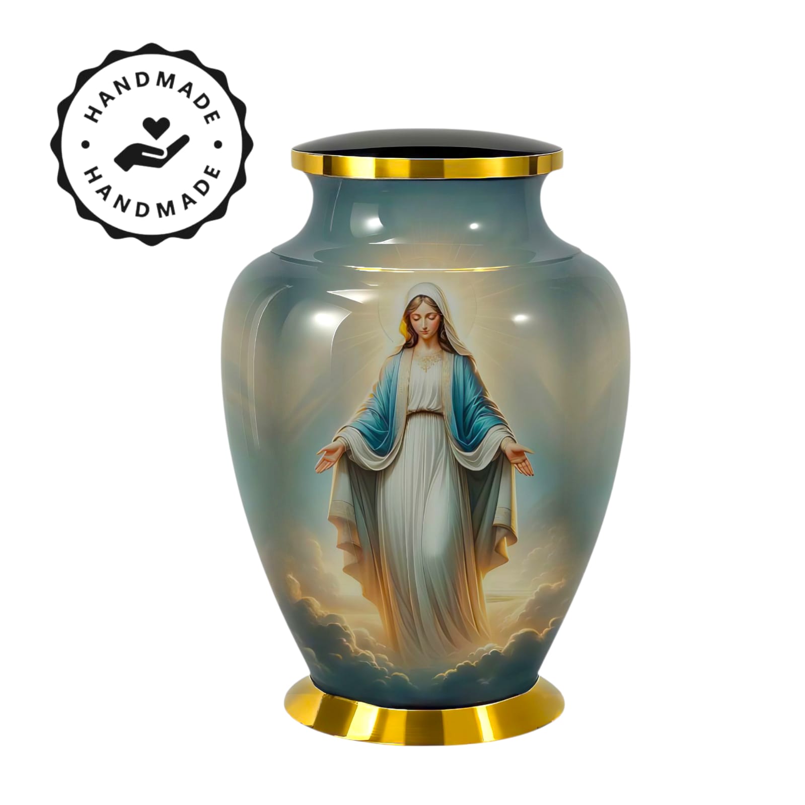 Religious Memorial Cremation Urn For Human Ashes - Adult Sized Urn For Ashes - Holds Upto 200 Cu In with Velvet Bag