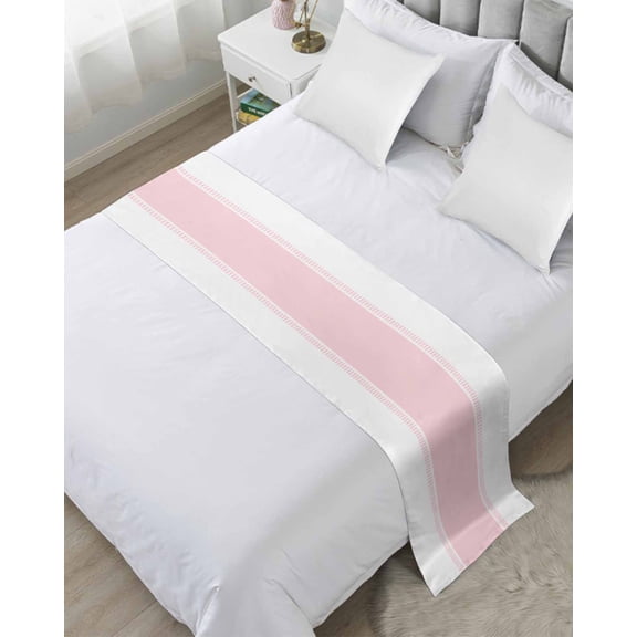 Bed Runner for Twin Size, Valentines Day, Decorative Scarf Throws for Foot of Bed, Minimalist Pink Stripes Solid Color Luxury Bedding Protector Slipcover Bedrunners for Hotel/Home, 71 x 20 Inch