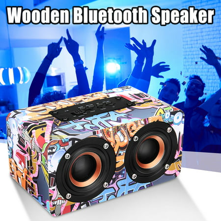 Hi-Fi 3D Loud Quad Speaker Wireless Bluetooth Wooden FM Stereo Radio Super Bass Can Use as Wireless Speakers Bible Aduio Player Best Christmas