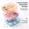 thumbnail image 6 of NOGIS Plastic Compartments Divider Organizer, 3 Layers 18 Compartments Portable Transparent Detachable Craft Storage Box with Handle for Crafts, Jewelry, Toy, Sewing Accessories,Multicolor, 6 of 7