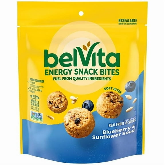 belVita Energy Snack Bites, Blueberry and Sunflower Seed, 5 oz - 4 Pack
