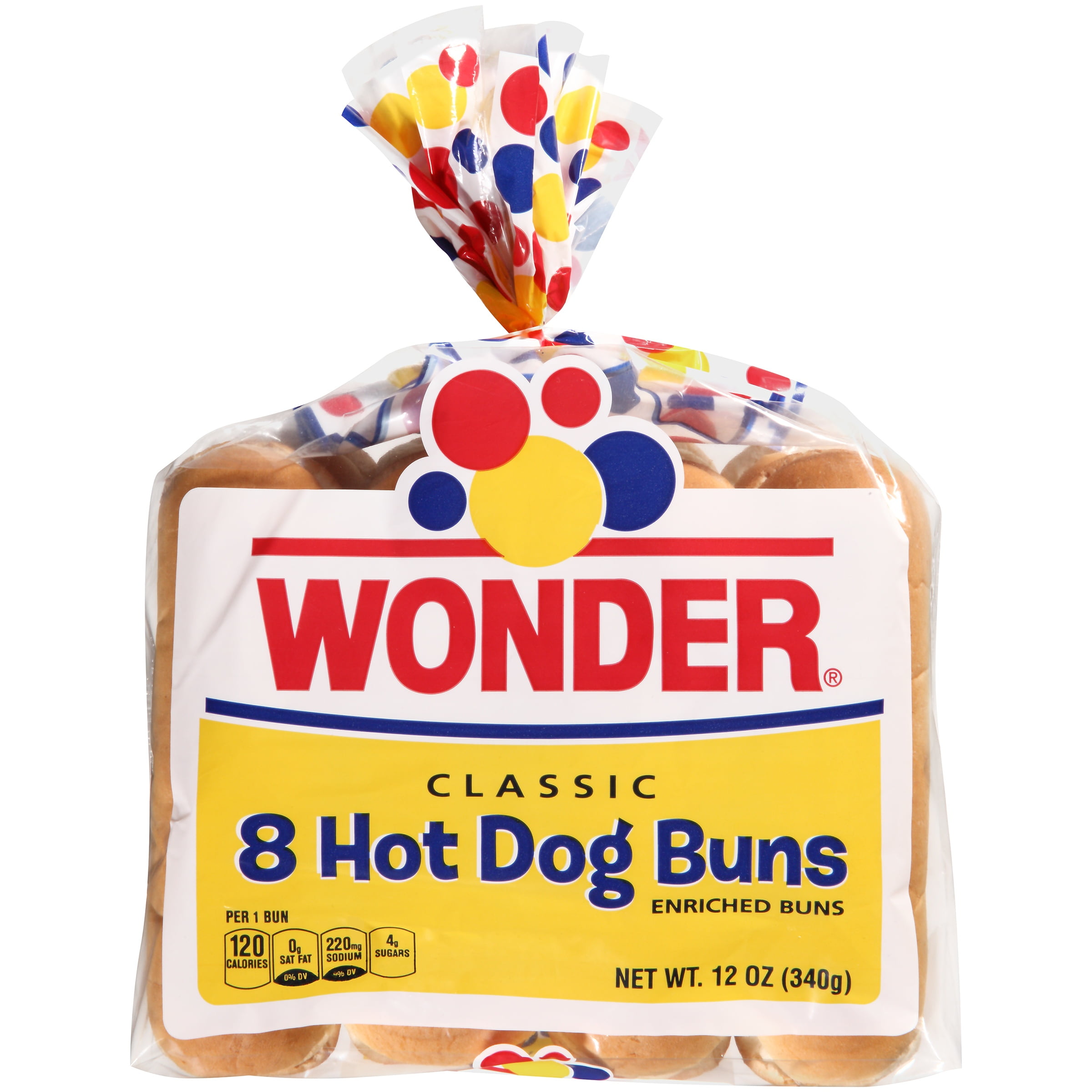 Wonder Bread Classic Extra Soft White Bread Hot Dog Buns, 13 oz, 8 Count