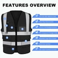 thumbnail image 4 of Chaleco de seguridad XPCARE reflectante, paquete de 2 con bolsillos, negro, 4 of 7