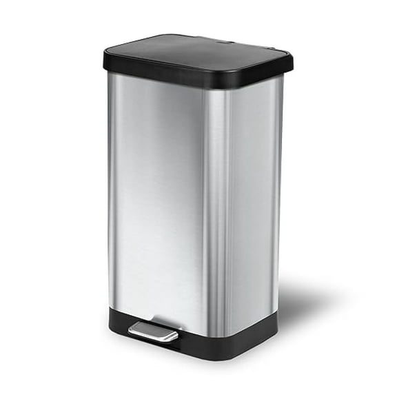 Stainless Steel Step Trash Can with Odor Protection | Large Metal Kitchen Garbage Bin with Soft Close Lid, Foot Pedal and Waste Bag Roll Holder, 20 Gallon, Stainless