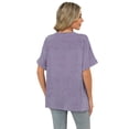 thumbnail image 4 of Vestido tipo camiseta MIHOLL para mujer, cuello en V, manga corta, morado, 4 of 6