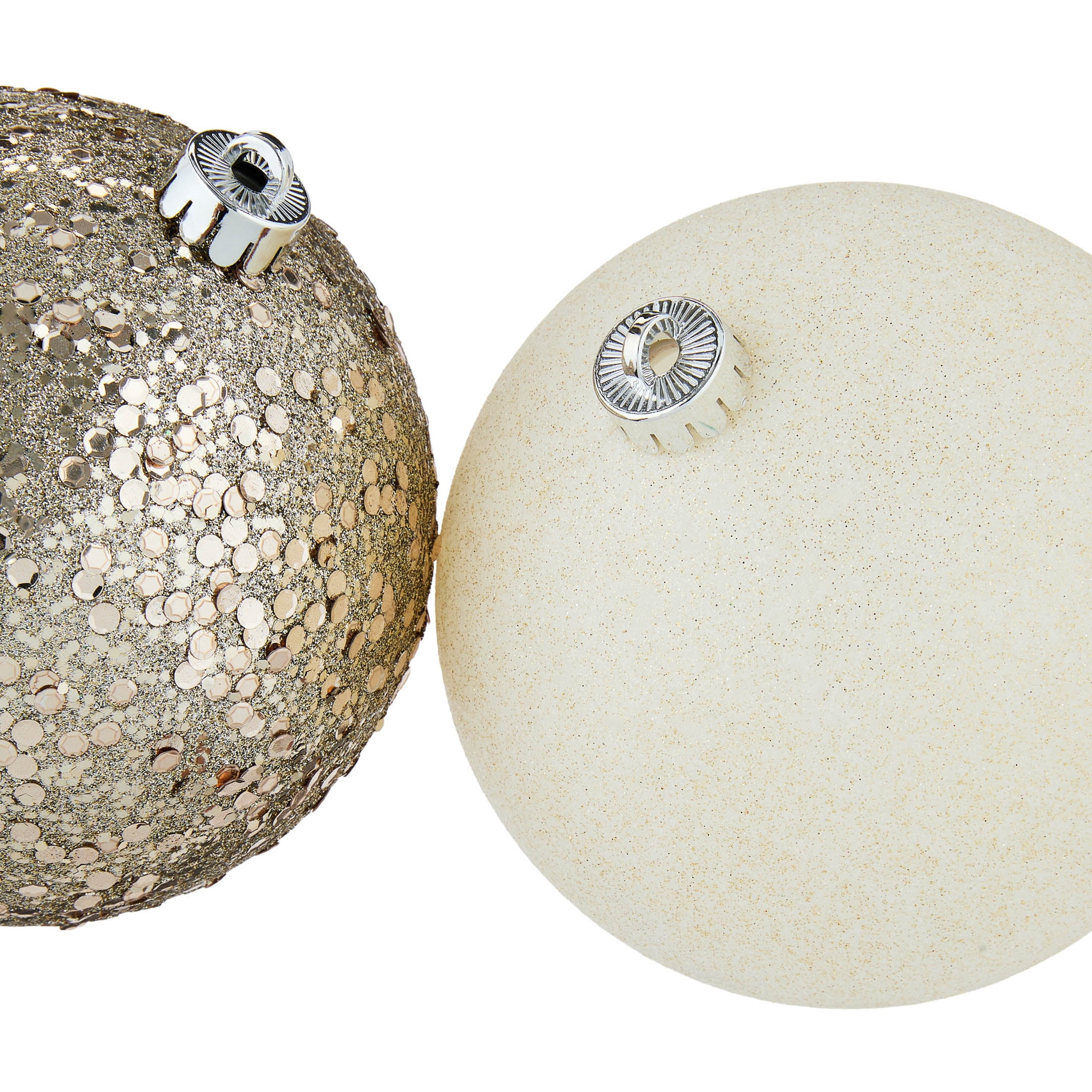 4-Count Champagne and Cream Ball Shatterproof Christmas Ornaments, 6", by Holiday Time