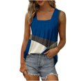 thumbnail image 5 of Wycnly Womens Tank Tops Trendy Loose Pleated Swing Breathable Tunic Tank Tops Summer Fashion Geometric Print Square Neck Sleeveless Shirts Blouse Dark Blue XL, 5 of 5