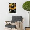 thumbnail image 2 of Single Sunflower Yellow Black Green Floral Art Print Framed Poster Wall Decor 12x16 inch, 2 of 5