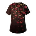 thumbnail image 4 of Dwralegc Valentines Day Tops for Women Oversized Lightweight T Shirts with 2 Pockets Short Sleeve Love Heart Print V Neck Nursing Workwear Stretch Deep Red M, 4 of 5
