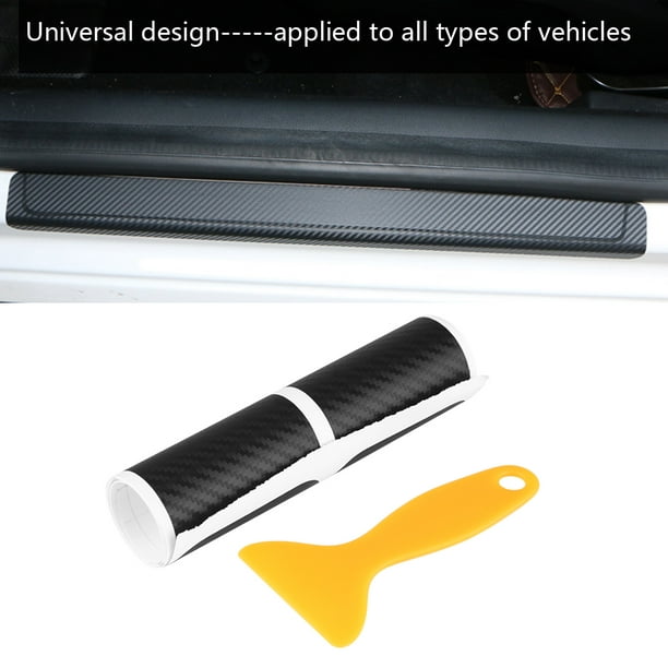 Garosa 4pcs autocollant de seuil de porte de voiture en fibre de carbone  anti-rayures protecteur de panneau de couverture de plaque de protection