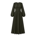 thumbnail image 6 of Zpanxa Maxi Dresses for Women, V Neck High Waist Lantern Sleeve Flowy A Line Winter Style, 6 of 6