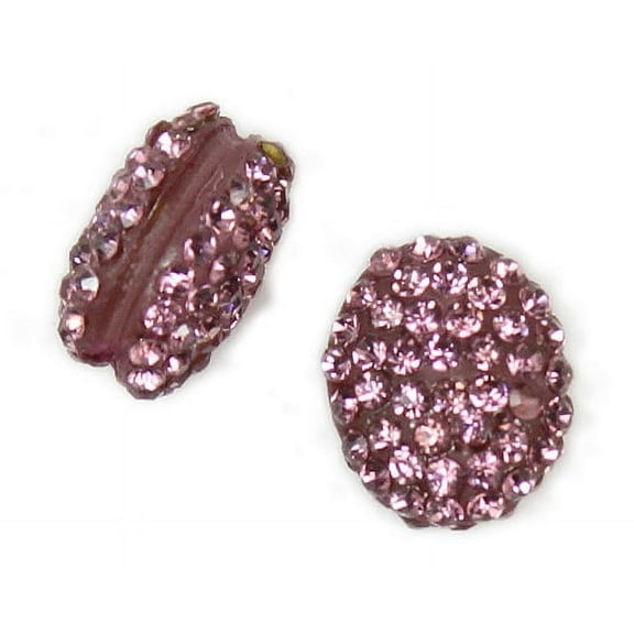 13x15mm Pack Of 2 Purple Cz Puffed Oval Spacer Beads ForJewelry Making