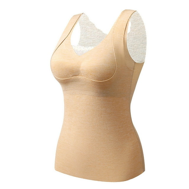 RXIRUCGD Haut Chaud Chauffant pour Femmes, Mode, Uni, à Encolure Ronde, avec Coussinet de Poitrine ( Beige, Taille : TG )