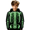 thumbnail image 3 of RUTAYY Boys Casual Hoodie Long Sleeve Halloween Theme Skeleton All Over Print Loose Fit Hooded Sweatshirt Green, 3 of 3
