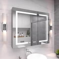 thumbnail image 2 of 36 in. W x 30 in. H Rectangular Silver Aluminum Recessed/Surface Mount Medicine Cabinet with Mirror LED and Clock, ACE, 2 of 10