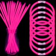thumbnail image 1 of Nudala Pulsera De Varillas Luminosas De Color Rosa, Venta Al Por Mayor, Suministros Para Fiestas Que Brillan En La Oscuridad, 100 Collares De 8 Varillas Luminosas Con 100 Conectores, Juguetes Iluminad, 1 of 5