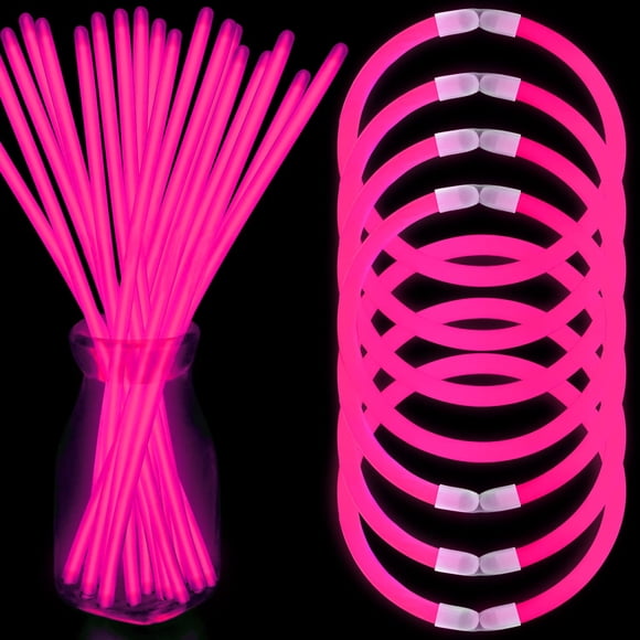 Nudala Pulsera De Varillas Luminosas De Color Rosa, Venta Al Por Mayor, Suministros Para Fiestas Que Brillan En La Oscuridad, 100 Collares De 8 Varillas Luminosas Con 100 Conectores, Juguetes Iluminad