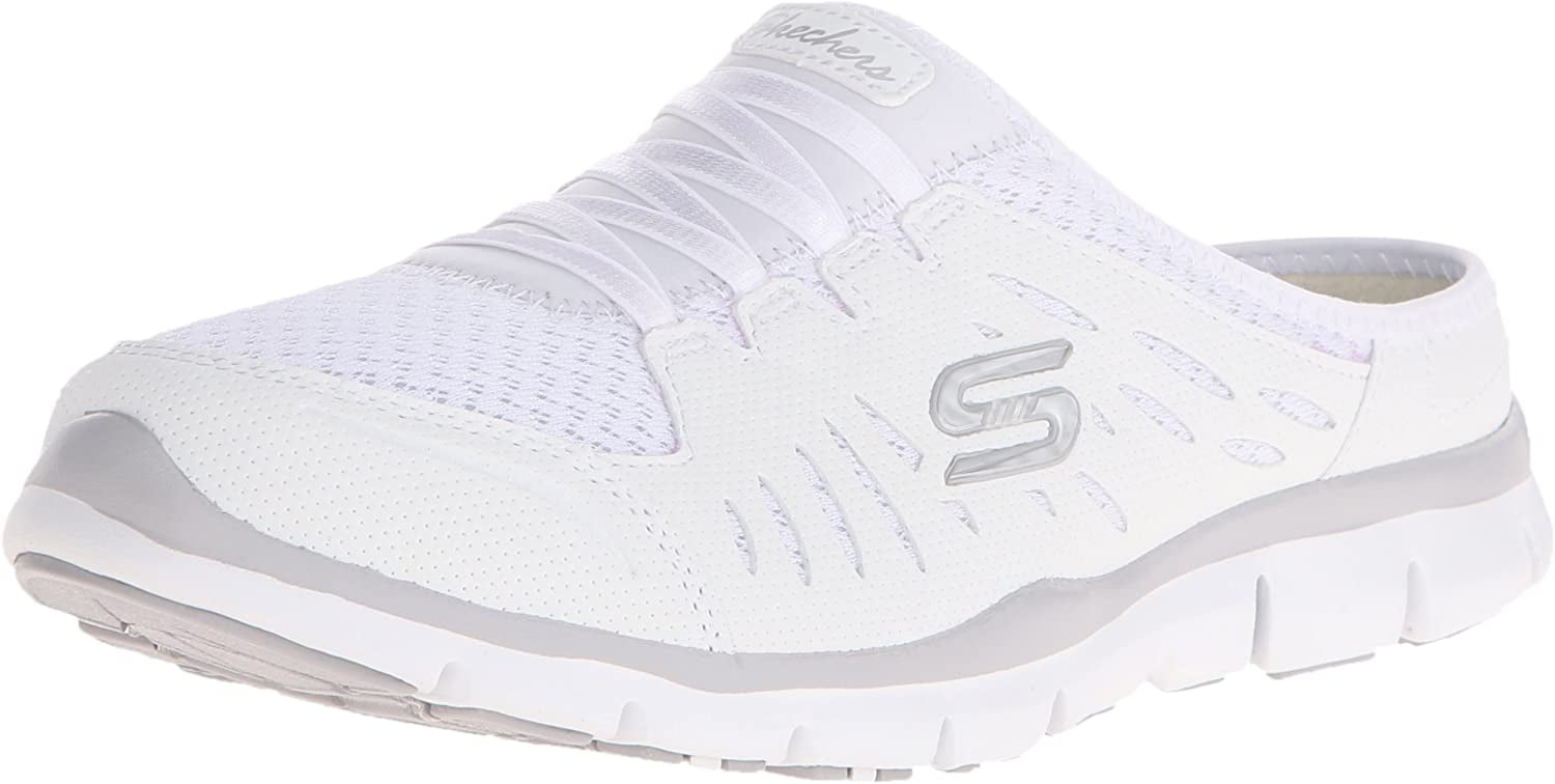 womens white slip on skechers