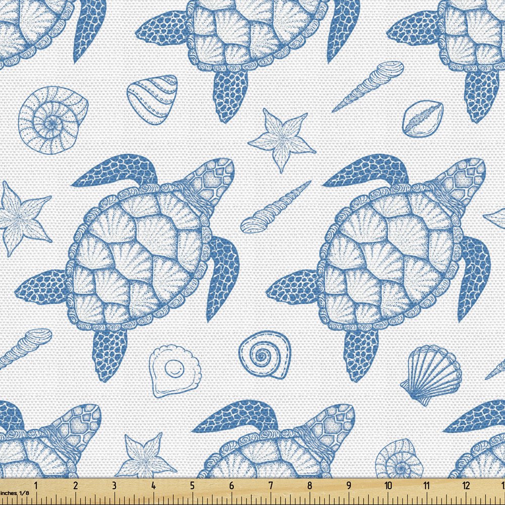 Turtle Fabric by the Yard Upholstery Subaquatic Animals Illustration