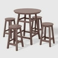thumbnail image 2 of WestinTrends Malibu 5-Piece HDPE Outdoor Patio Dining Bar Bistro Table Set with Counter High Round Bar Stools, Dark Brown, 2 of 11