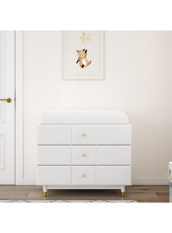 Little Seeds Aviary 3-Drawer Dresser with Changing Topper, White