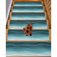 thumbnail image 2 of Stair Treads for Wooden Steps,Turquoise Waves Peel and Stick Stair Treads with Adhesive,Simple Ombre Abstract Sea Waves Art Non Slip Indoor Stairs Runner Rugs Mats for Elders Dogs 8"x30" 7PCS, 2 of 7