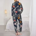 thumbnail image 3 of Pajama Sets for Women 2 Pcs, Retro Hawaiian Style Button Down Long Sleeve Sleepwear Lounge PJ Sets, 3 of 6