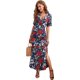 thumbnail image 1 of Maxivestido ajustado de cola de pez de manga corta con estampado floral de punto elástico informal de verano para mujerBlue RedbudMedium, 1 of 5