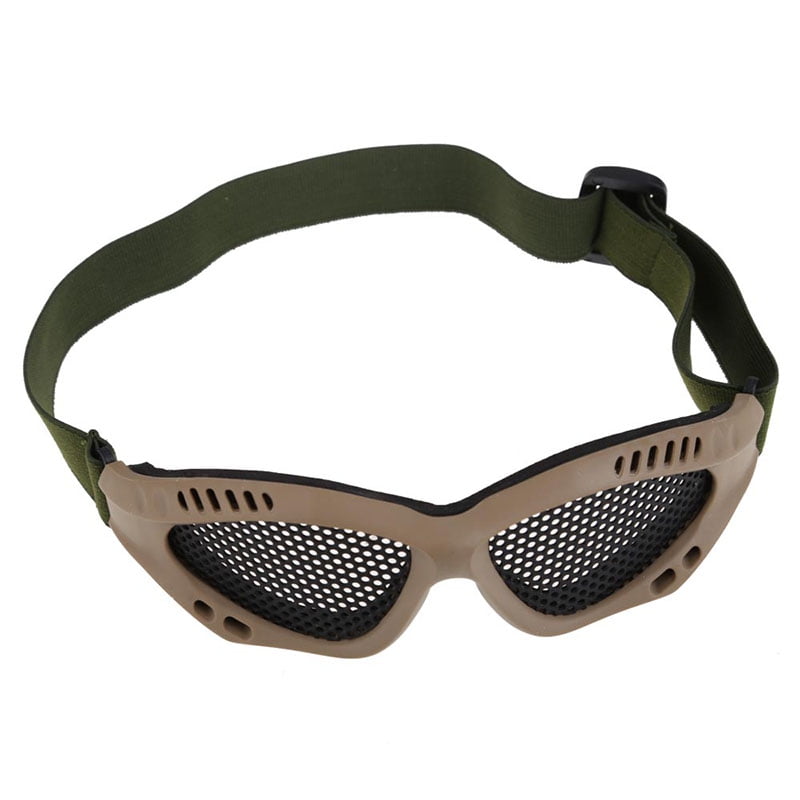 Outdoor Paintball Goggle Airsoft Metal Mesh Glasses Eye Protection Khaki KI 