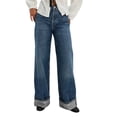 thumbnail image 1 of TSADFHJI Jupe Slip pour Femmes sous Robe Mode Rétro Taille Haute Jambe Droite Décontractée Jambe Grand Design Lavé Jeans L Bleu Foncé, 1 of 7