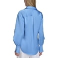 thumbnail image 2 of Halston womens  Ruffle Sleeve V-Neck Blouse, s, Blue, 2 of 3