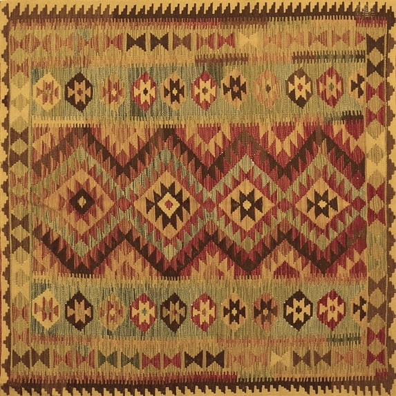 Ahgly Company Indoor Square Oriental Brown Traditional Area Rugs, 6' Square