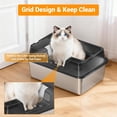 thumbnail image 4 of Extra Large Stainless Steel Cat Litter Box with Lid, High Sided Enclosed Design, Odor Free Non Stick Metal Tray 36L Transparent Black, 4 of 9