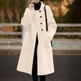 thumbnail image 2 of Hfyihgf Women's Elegant Overcoat Single Breasted Long Sleeve Lapel Long Wool Trench Coat SWarm Winter Pea Coats(Beige,XL), 2 of 8