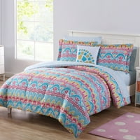 Mainstays BoHo Life 8 Pc Queen Comforter BIAB - Teal/Pink