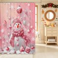 thumbnail image 2 of Erosebridal Snowman Pink Shower Curtain 72Wx78L,Dreamy Winter Bath Curtain,Pink, 2 of 6