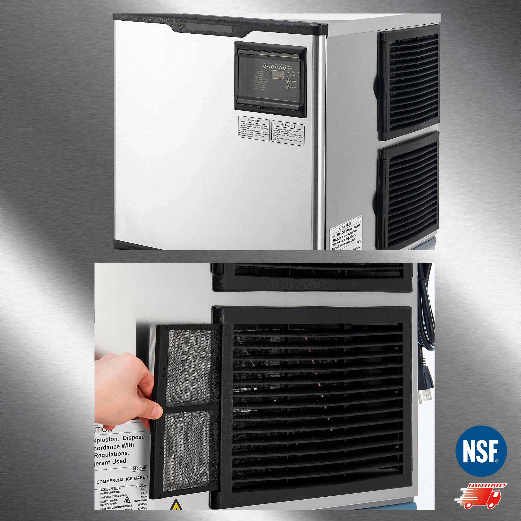Cooler Depot 700 lb Commercial Half Cube Ice Maker Machine for Milk Tea & Coffee, Model SK-729