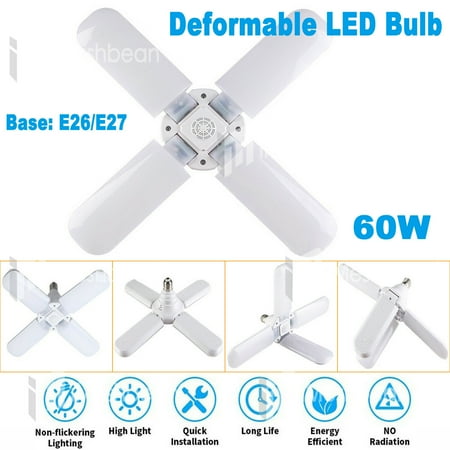 iMeshbean E27 Deformable LED Garage Light Ceiling Fixture Lights Shop Workshop Lamp