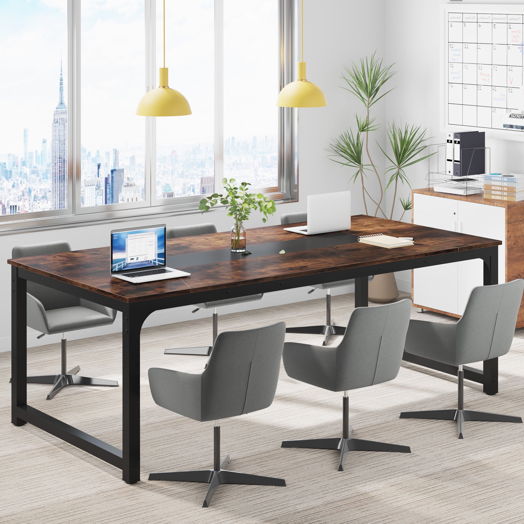 Tribesigns 78.7 Inch Large Computer Table, Modern Sturdy Writing Desk for Home Office, Rustic Brown