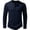 Navy, variant on Men's Linen Long Sleeve Henley T-Shirt Button Placket Slim Fit Casual Lightweight Top Basic Layering Tee Streetwear Fashion Blouse Black 3XL