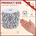 thumbnail image 2 of 98.4 Feet Christmas Tree Beads Garland Decoration, NOGIS Artificial Plastic Reflective Pearls Strands String Chain Beaded Roll (Silver), 2 of 7