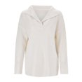 thumbnail image 1 of Gibobby Suéter mujer, 2023 Suéter de punto trenzado con cuello en V, manga larga, grueso, a rayas, a la moda, holgado, para mujer(Beige,XG), 1 of 4