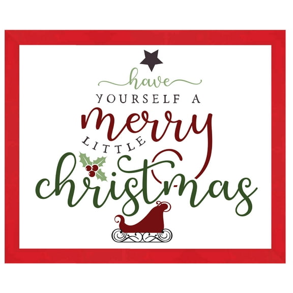Red Have Yourself a Merry Little Christmas 14.5" x 16.5" Framed Christmas Wall Decor  Sign Poster