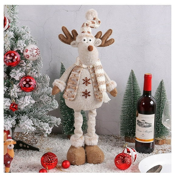 YOHAVEN Christmas Snowman Telescopic Knitted Doll, Window Scene Holiday Decoration for Table Shelf Home Office Extendable Festive Party Seasonal Accent