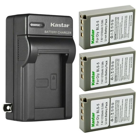 Kastar 3-Pack Battery and AC Wall Charger Replacement for Olympus BLS-5, PS-BLS5, BLS-50 Battery, Olympus OM-D E-M10 Mark II, OM-D E-M10 Mark III, OM-D E-M10 Mark IV Camera